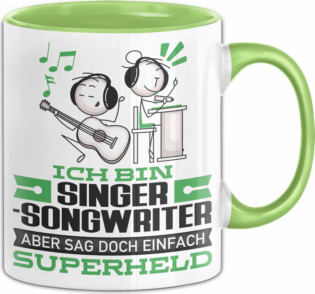 Singer-Songwriter Geschenk Tasse Ich Bin Singer-Songwriter Aber Sag Doch Einfach Superheld Lustige Geschenkdiee für Singer-Songwriter Kaffee-Beche...
