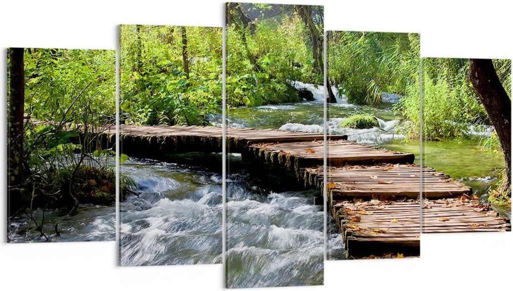 Bild auf Leinwand - Leinwandbild - Park natur grün bäume - 160x85cm - Wand Bild - Wanddeko - Leinwanddruck - Bilder - Kunstdruck - Wanddekoration...