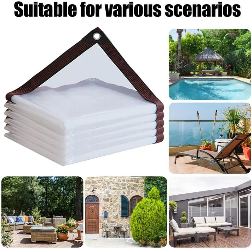 Bâche transparente étanche avec œillets 2mx4m pour jardin et balcon - 3