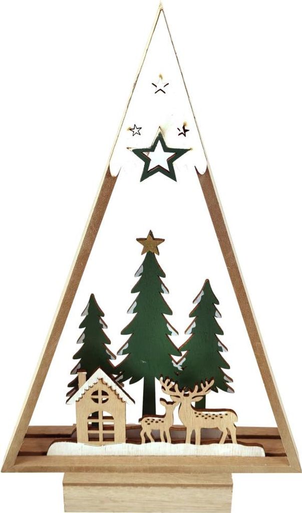 TrendLine Deko Aufsteller Holz Weihnachtsdorf 20 x 5 x 32 cm grün weiß