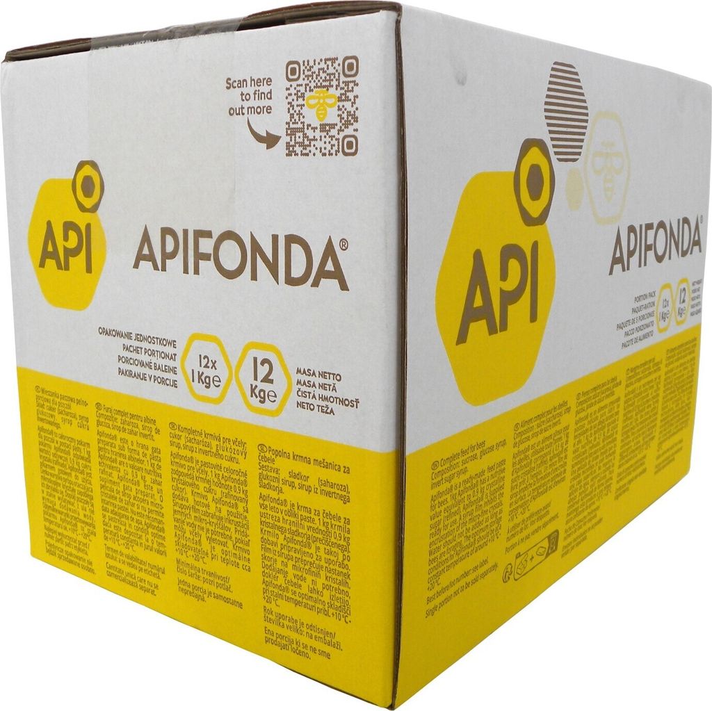 A cardboard box containing multiple units of a product.