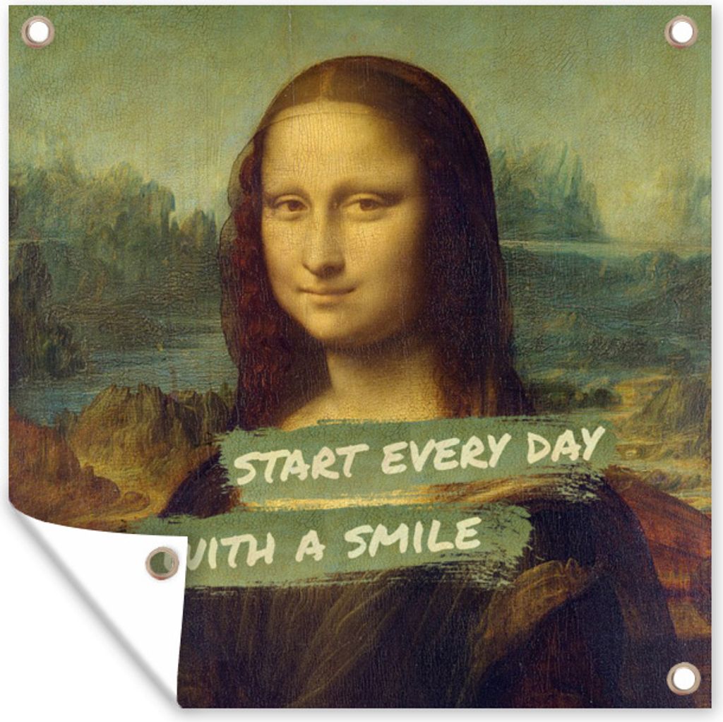 MuchoWow 100x100 cm Outdoor-Poster Gartendeko Sichtschutz Garten Poster für den Garten Mona Lisa - Zitat - Da Vinci