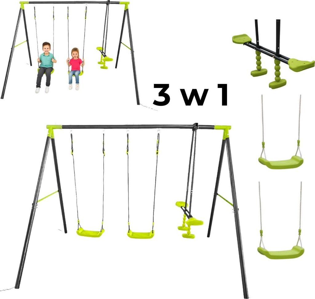 Kinderschaukel 3‐in‐1 Deluxe | Einzelschaukel 3 in 1 Deluxe | 3-in-1 Gartenschaukel mit Gestell