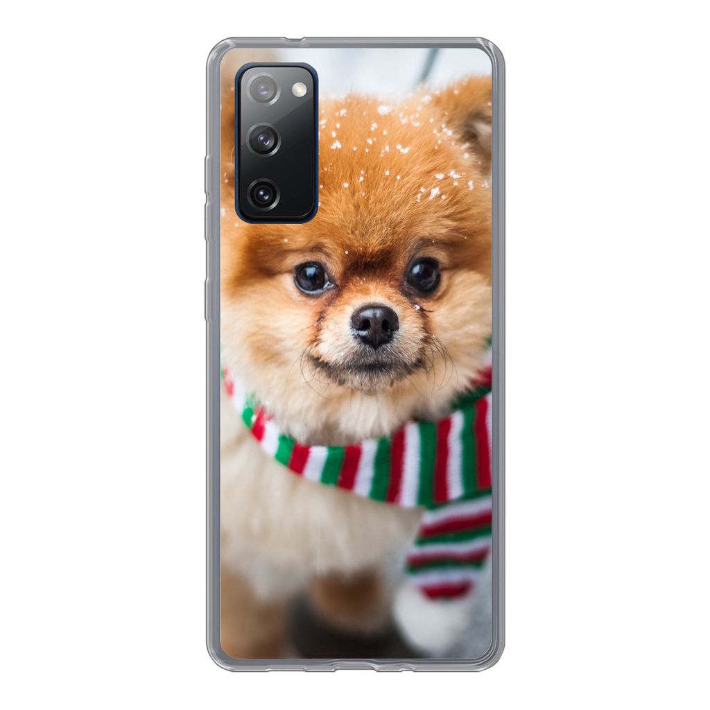 MuchoWow Handyhülle Schutzhülle Hülle für Samsung Galaxy S20 FE Hund - Halstuch - Schnee Silikon Softcase Handy Hülle - Abdeckung