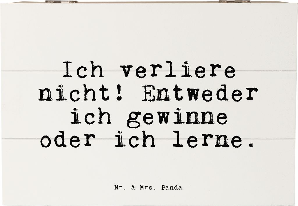 Mr. & Mrs. Panda Geschenkbox Ich verliere nicht! Entweder... 22 x 15 cm - Weiß - Geschenk, Weisheit, Motivation, fotobox, Spruch, Box, Sprüche, g...