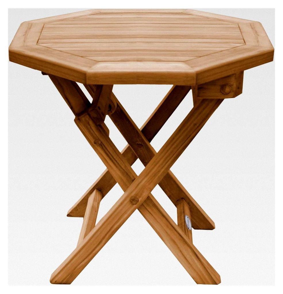 Teak Klapptisch Potenza, Teakholz Gartenmöbel, Wetterfester Beistelltisch, Outdoor-Tisch, Farbe: Natur, Größe: 50 cm