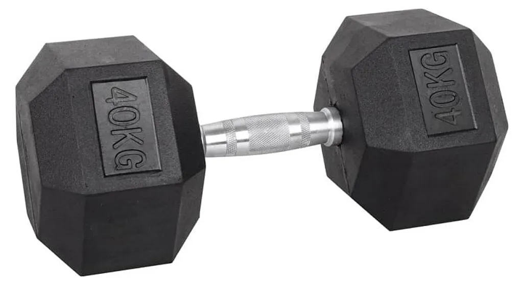 Haltère 40 kg avec Grip Ergonomique et Protection Caoutchouc Noir
