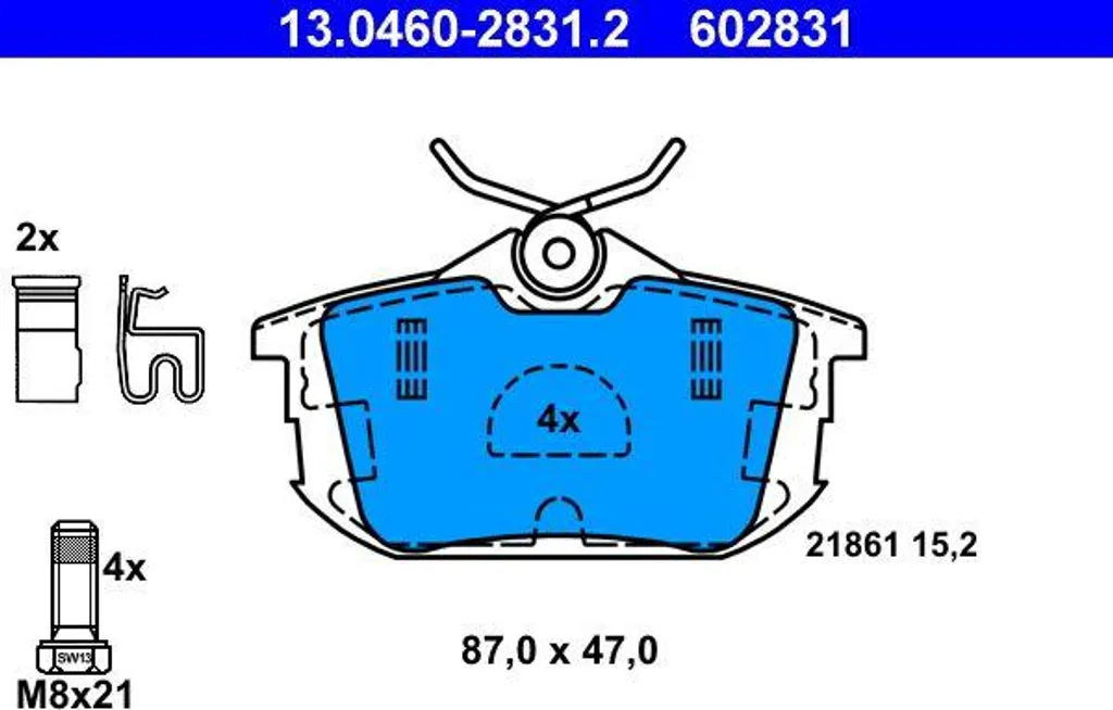 Plaquettes de Frein ATE 13.0460-2831.2 avec Protection Anti-Bruit