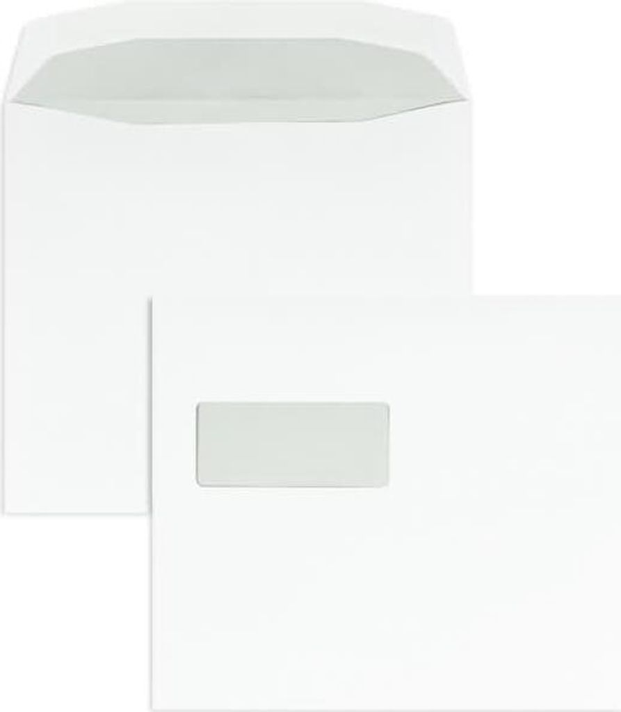 Kuvertierhüllen 220x220mm 90g/qm gummiert Fenster VE=500 Stück weiß