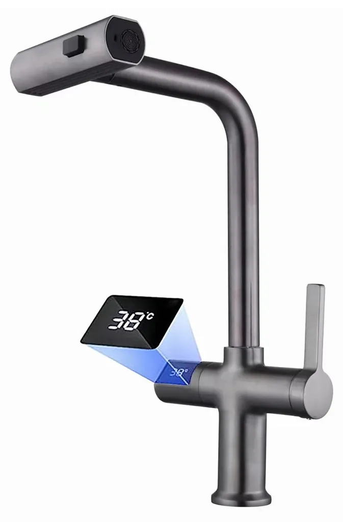 Mitigeur de Cuisine avec Douchette Extractible et Thermomètre Digital Intégré