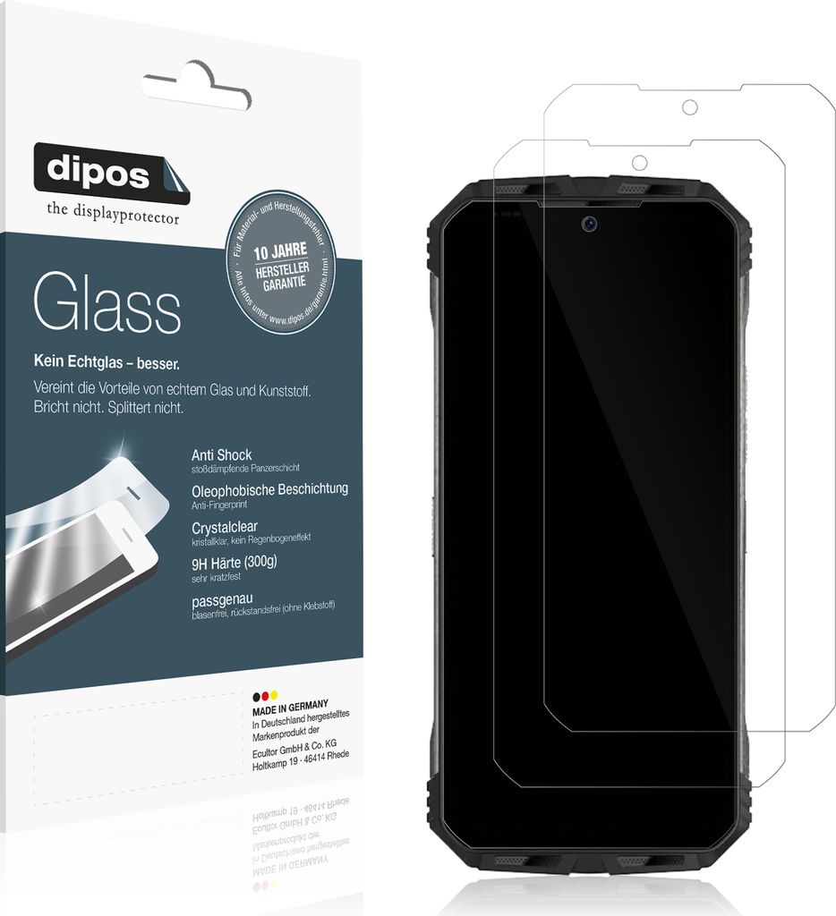 2x Schutzfolie für Doogee V30 - Anti-Shock 9H Folie dipos Glass Kunststoffglas