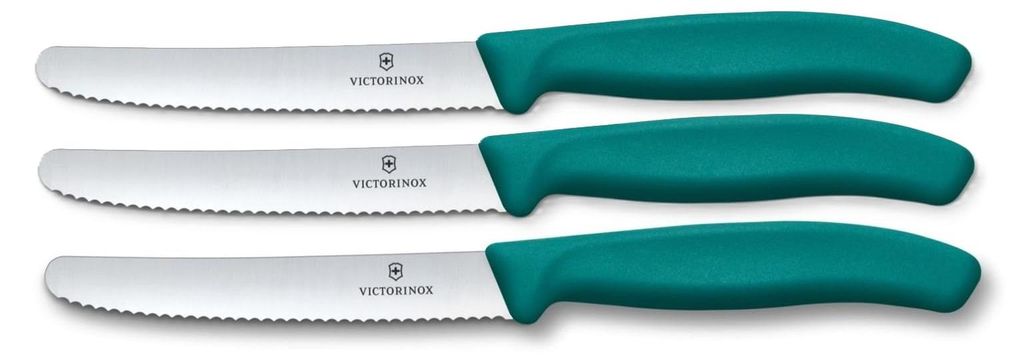 Victorinox Tafelmesser Swiss Classic | 3 Stück | Violett | Swiss Made | scharfe Edelstahlklinge | ideales Frühstücksmesser & Allzweckmesser
