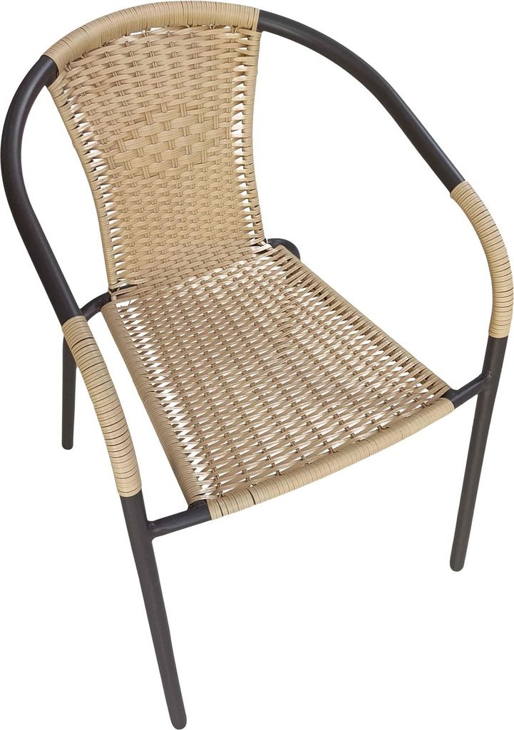 Stapelstuhl Ibiza Gartenstuhl Bistrostuhl Armlehnstuhl Braun-Beige