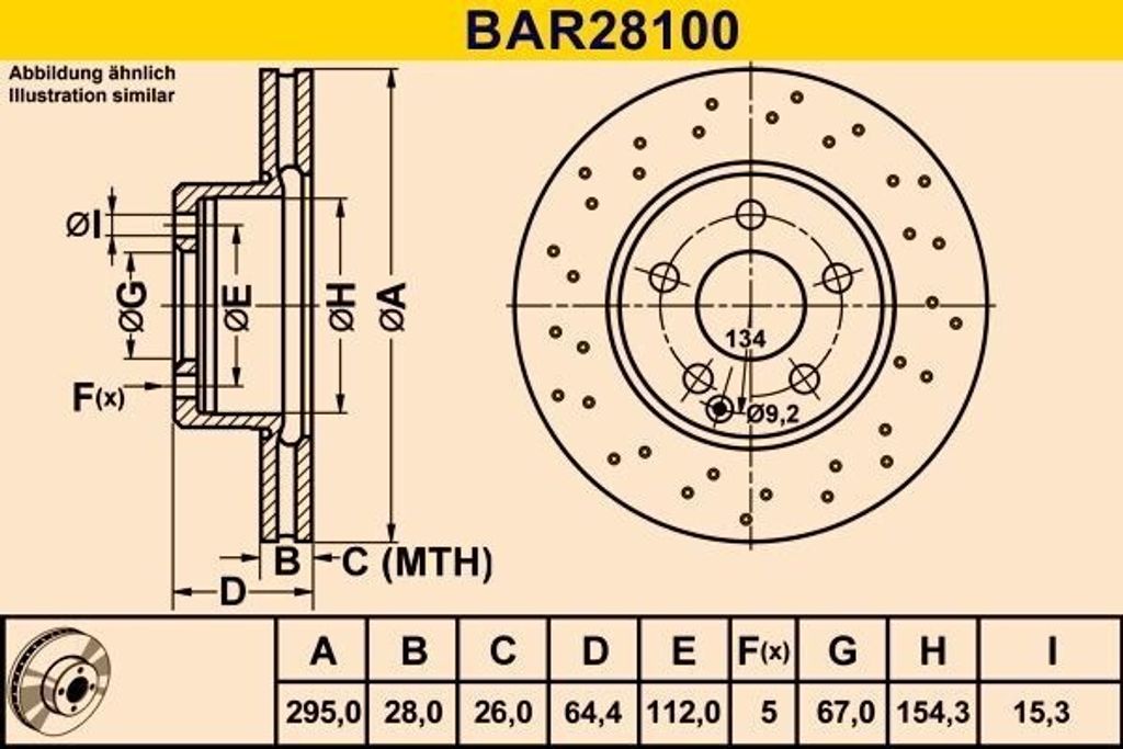 2x Barum Bremsscheibe BAR28100 passend für MERCEDES-BENZ C-Klasse Coupe (C204)