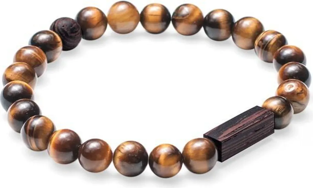 BeWooden Tigris Bracciale Perline S 16-17 cm | Legno e Occhio di Tigre
