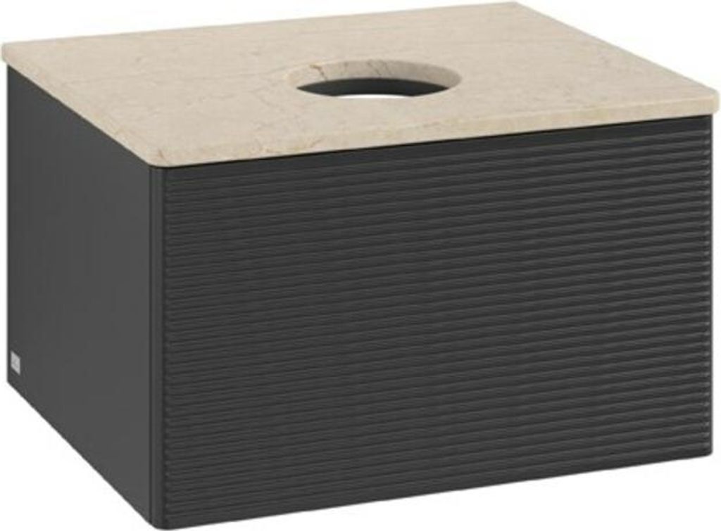 V&B Waschtischunterschrank mit Frontstruktur Antao 60x36x50cm, WBP-farbe botti., bla m Lac