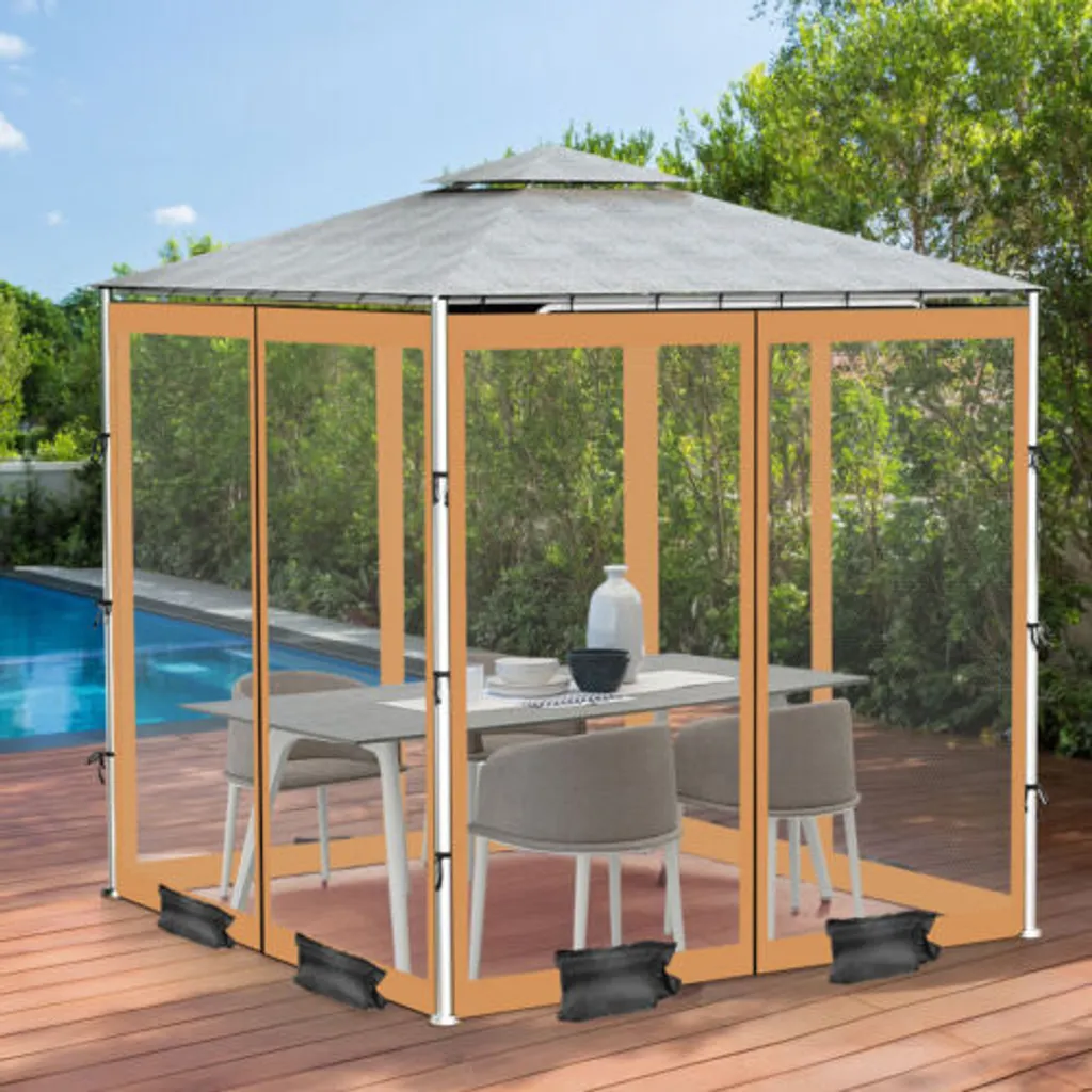 Moustiquaire de pavillon extérieure marron 3x3,6m avec leste