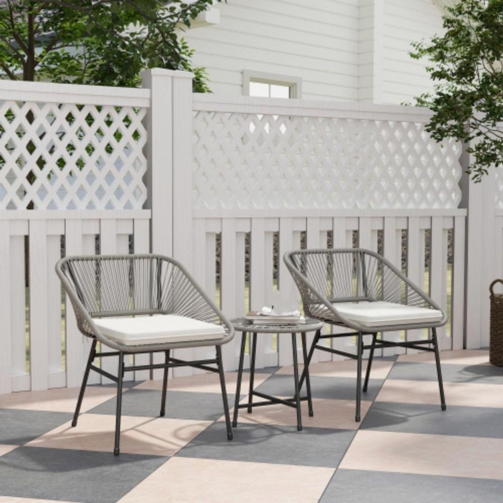Gartenmöbel Set, Outdoor Lounge Balkonmöbel für 2 Personen, 3-teilig Sitzgruppe mit 2 Stühle,Kissen, Gartenlounge für Garten