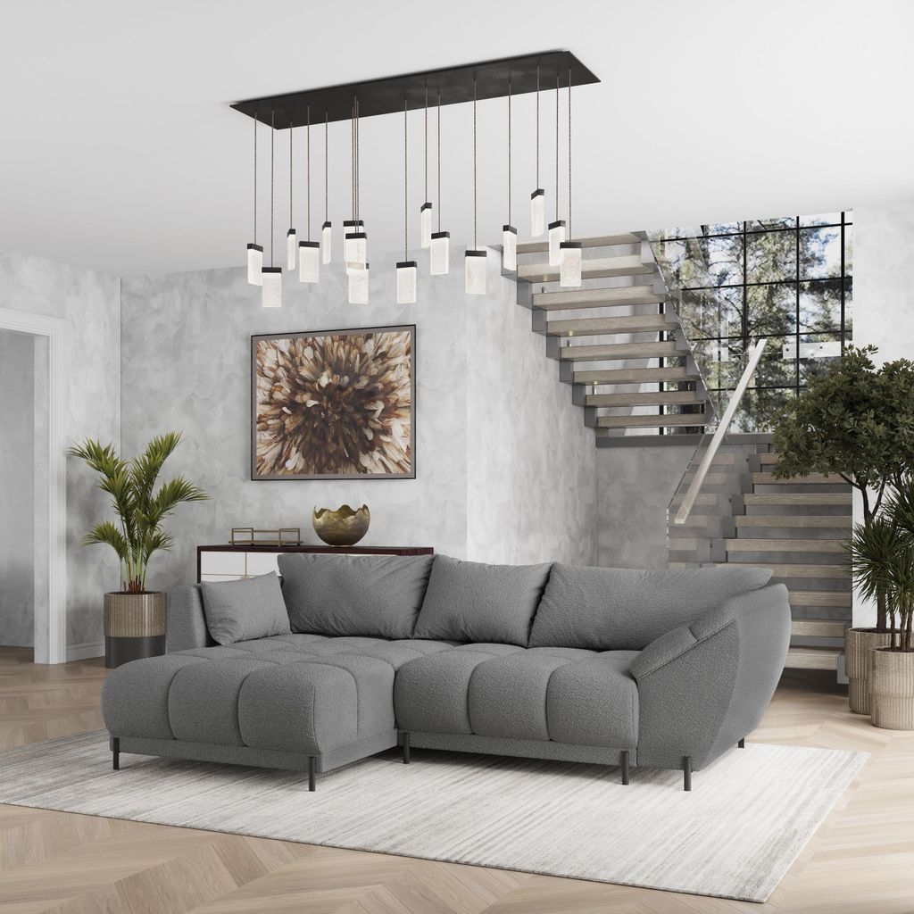 Masseno Ecksofa VESTANO L-S mit Schlaffunktion L-Form, Sofa mit Bettkasten, Wohnzimmersofa, Couch, Soffa, Bettsofa, Couchgarnitur- Grau, QUELLE 92