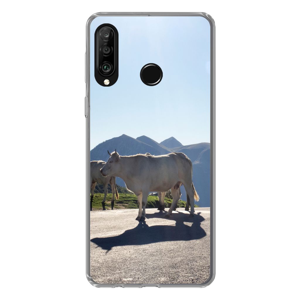 MuchoWow Handyhülle Schutzhülle Hülle für Huawei P30 Lite Schottische Highlander - Licht - Berge - Natur Silikon Softcase Handy Hülle - Hand...