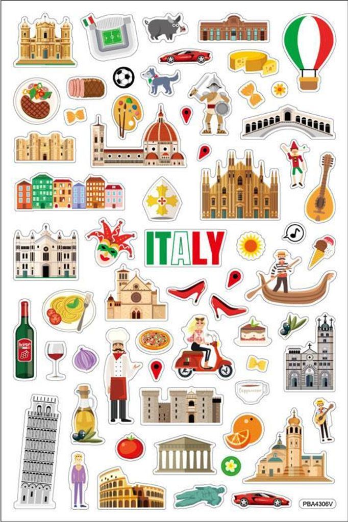 Schaum Sticker Italien mit Landkarte