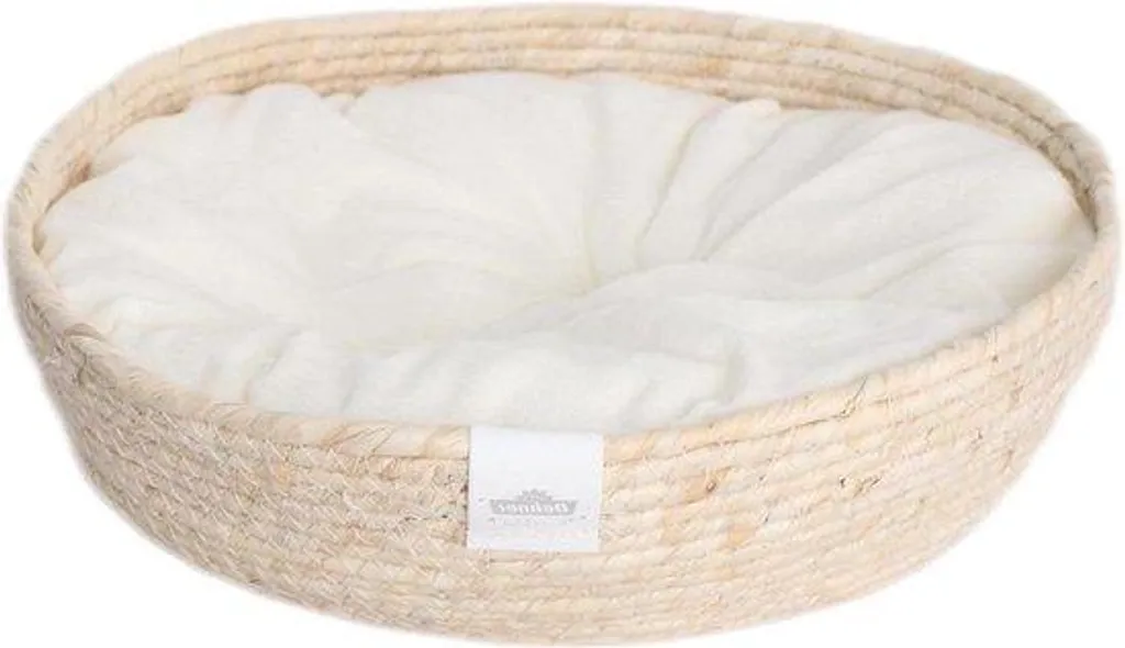 Coussin pour chien anti-stress 45cm en peluche naturelle blanche beige
