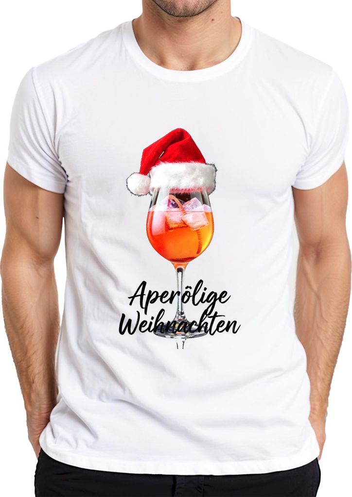 Aperölige Weihnachten Aperol Weihnachtsmütze Weihnachtsfeier Herren T-Shirt, Weiß, L