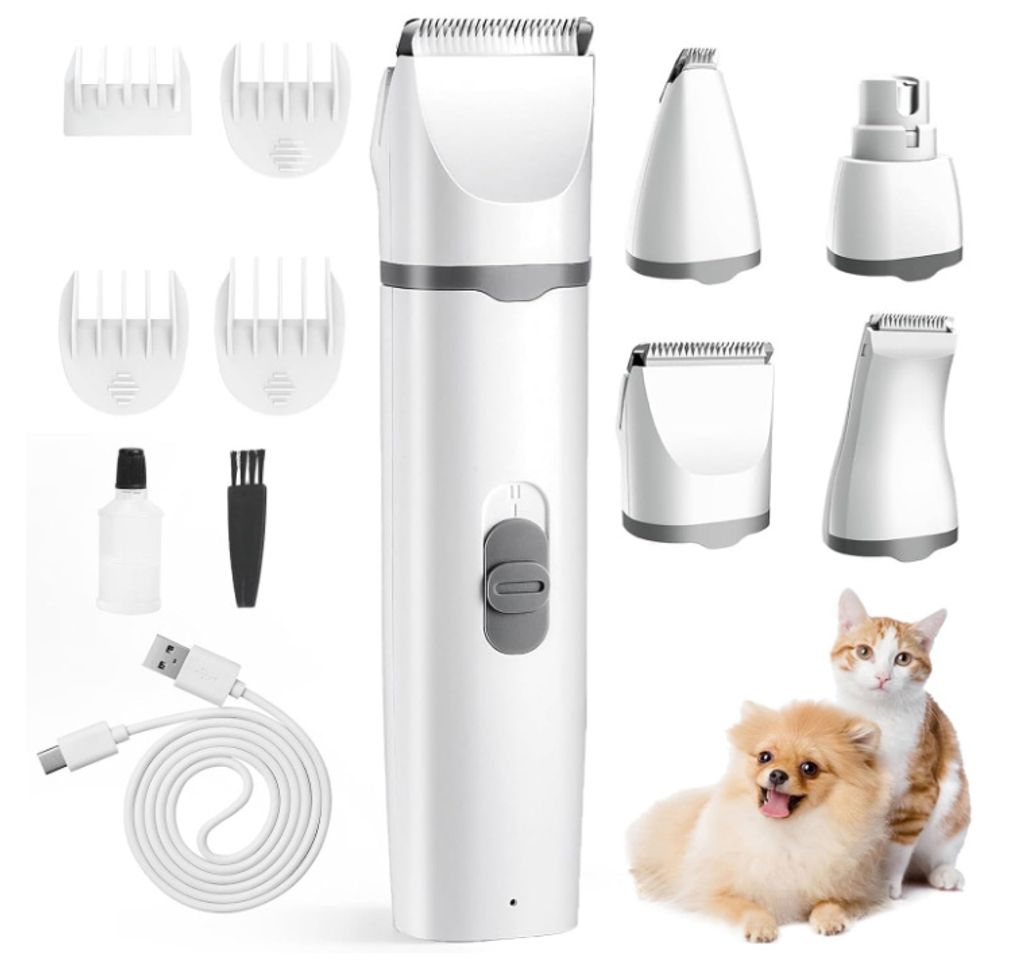 4 in 1 Hundeschermaschine Leise, Pfotentrimmer für Hunde, Hundeschermaschine Bis zu 2 Stunden Dauerbetrieb, Hundehaarschneider Geeignet