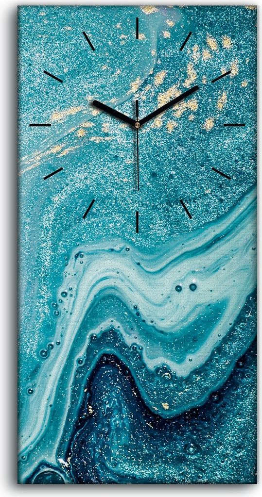 Küche Wohnzimmer Wand Leinwand Uhr 30x60 Wandkunst Malarei Aquarell farbenfroh - schwarze Hände