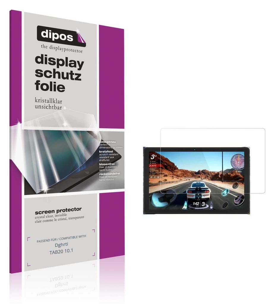2x Schutzfolie für Dghrti TAB20 10.1 klar Displayschutzfolie Folie Display Schutz dipos