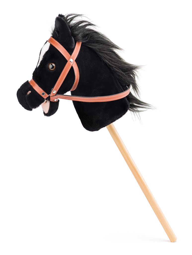 Steckenpferd Baron, schwarzes Pferd auf einem Stock mit Produktbild 