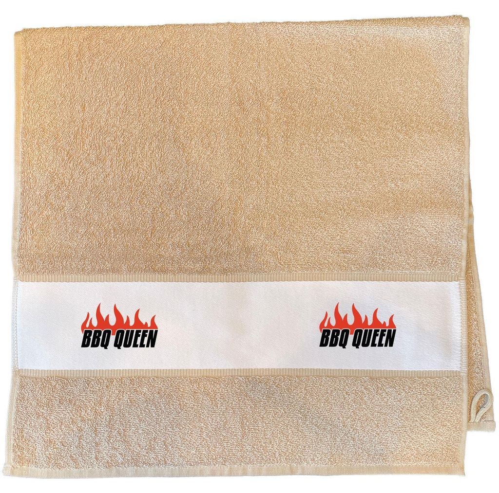 Huuraa Handtuch BBQ Queen Flammen 50x100cm Sand Baumwolle Handtuch Geschenkidee