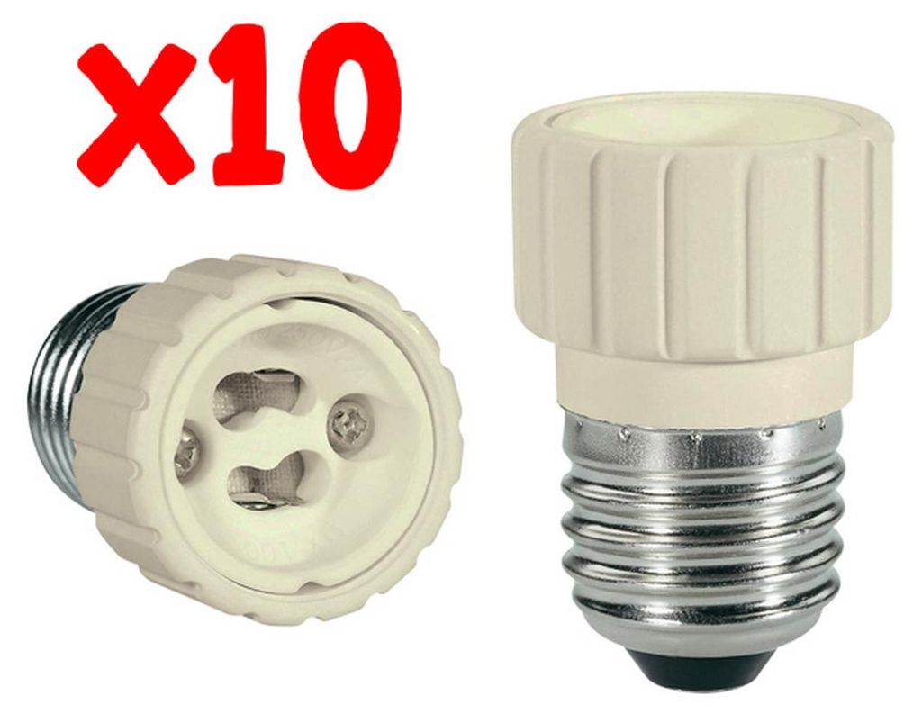 Alcapower 10er-Blister E27 auf GU10 Adapter für LED- & Halogenspots, max. 240V, Nennstrom 2A, Farbe Weiß