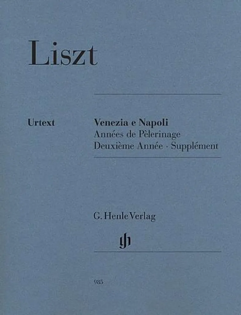 Partition Venezia e Napoli Liszt Années de Pèlerinage Piano Urtext
