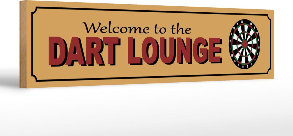 Holzschild welcome to the Dart Lounge, 46x10 cm, Holzschilder Spruch Sport Hobby
