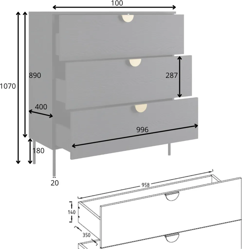 Gagner de la Place : Commode MOSQURA Noir Graphite Compacte et Design - 4