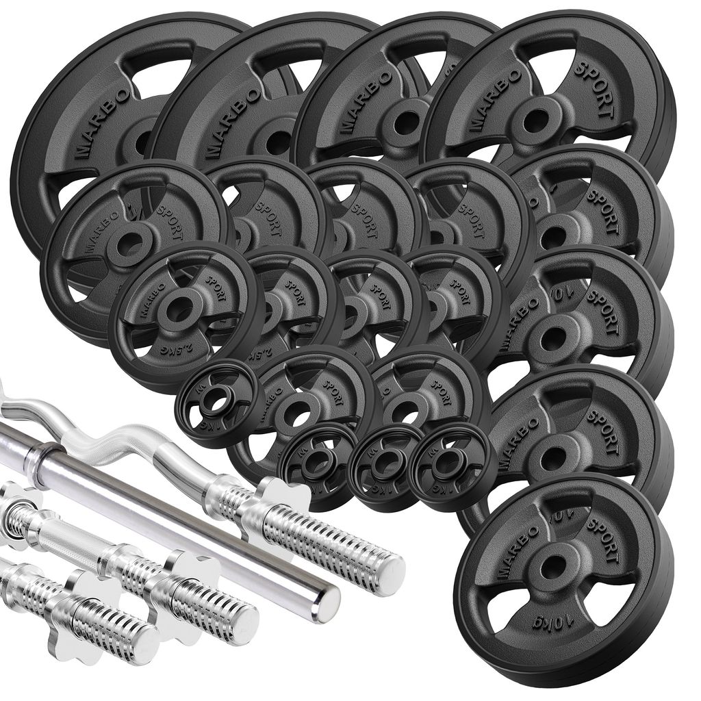 Marbo Sport Hantelstangen gummierte Tri-Grip Hantelscheiben Produktbild 