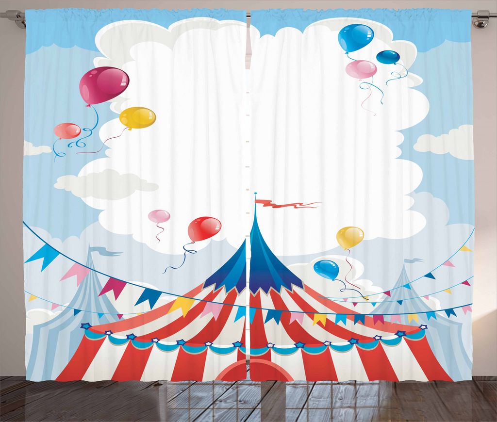 ABAKUHAUS Bunt Rustikaler Gardine, Zirkus-Tag Leinwand-Zelt, Schlafzimmer Kräuselband Vorhang mit Schlaufen und Haken, 280 x 245 cm, Mehrfarbig