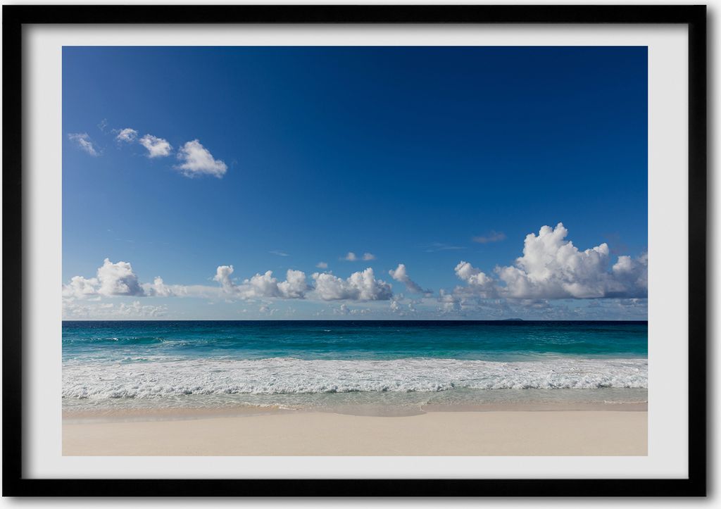 Bild - Bilderrahmen - 100 cm x 70 cm - MDF - Rahmen - Foto - Wandkunst Strand Seychellen