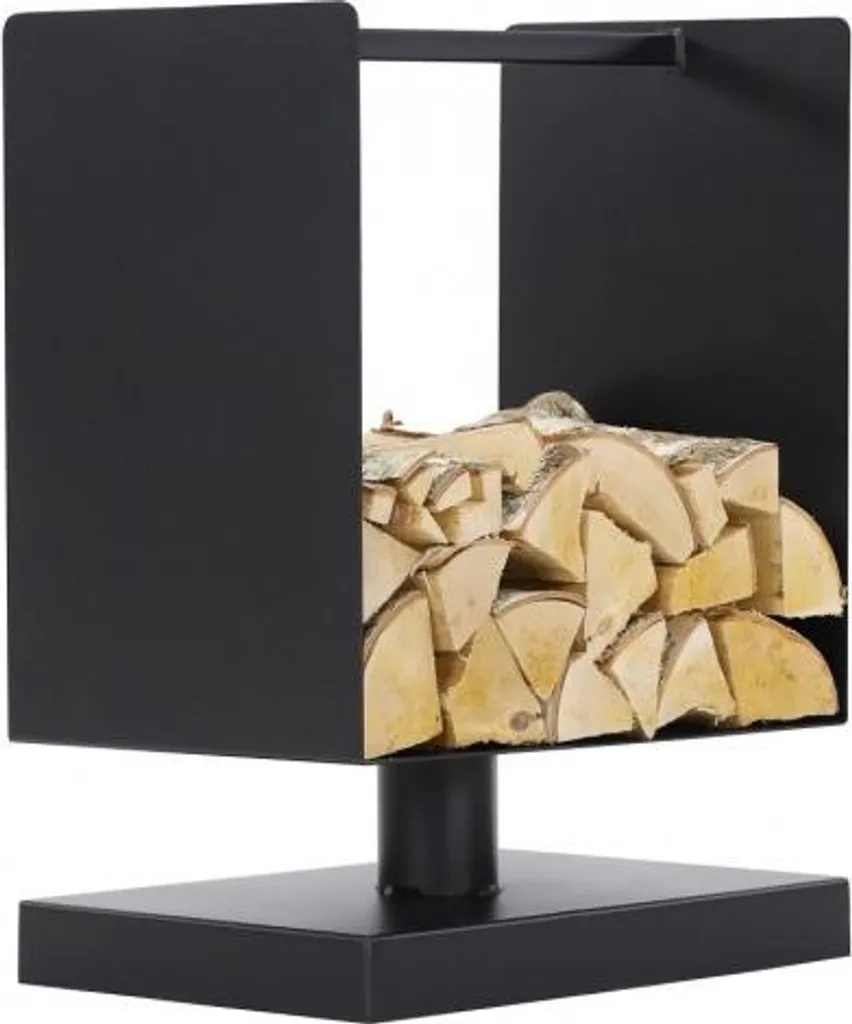Range bûches robuste en acier noir 60cm avec structure carrée stable - 2