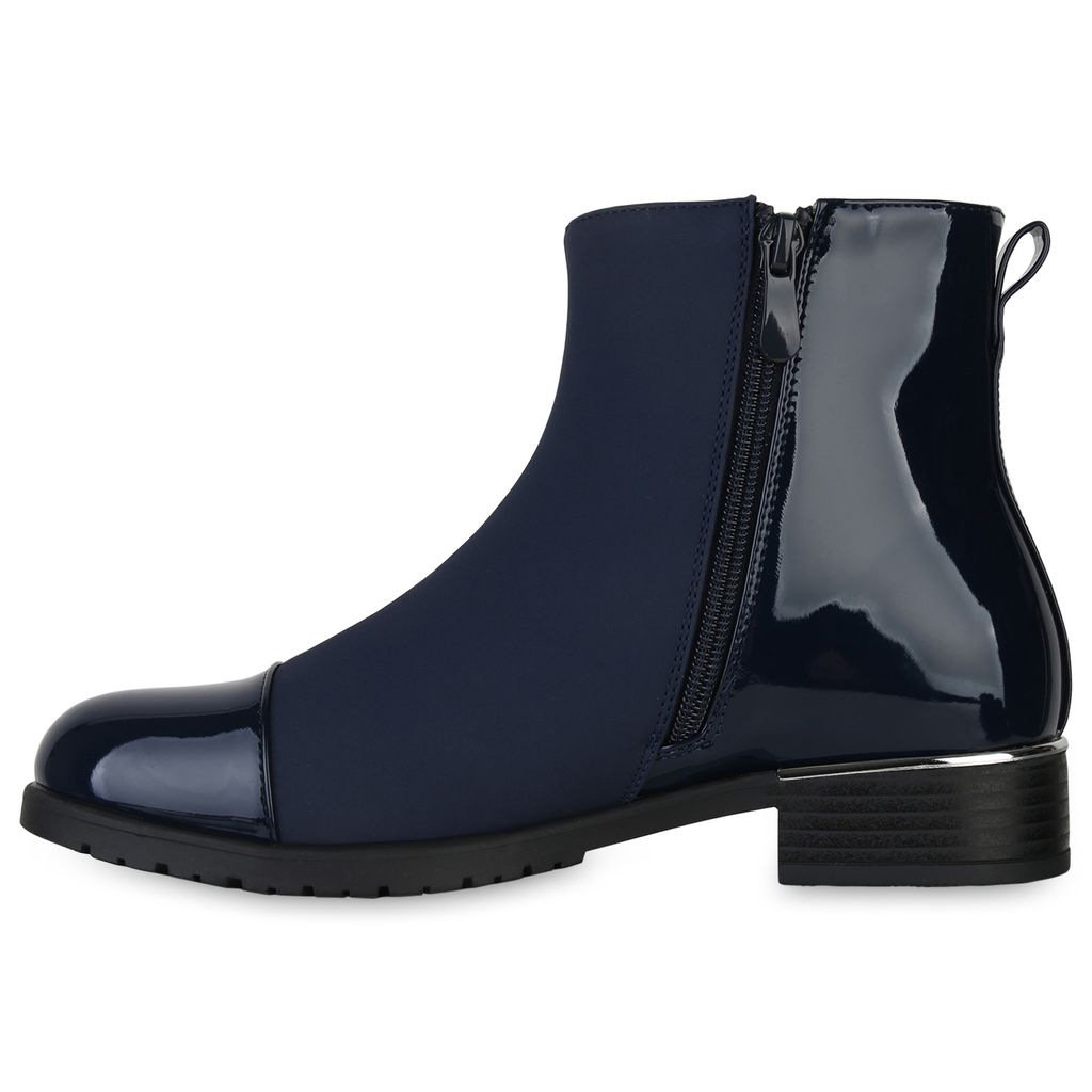 VAN HILL Damen Stiefeletten Mit Blockabsatz - Klassische Stiefelette Gefüttert