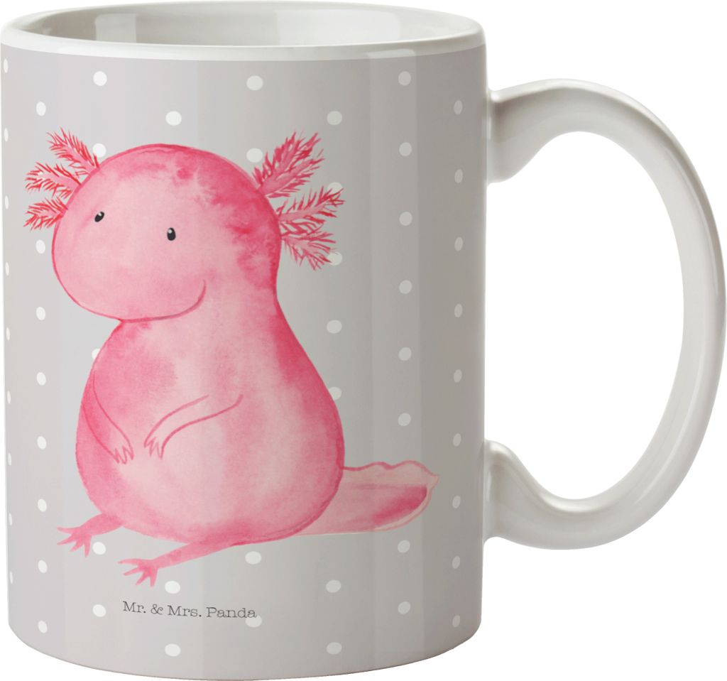 Mr. & Mrs. Panda Bedruckte Tasse Axolotl Niedlich - Grau Pastell - Geschenk, Fröhlich, Kaffeetasse, Liebe, Molch, schöne, Freundin, Lebensweishei...