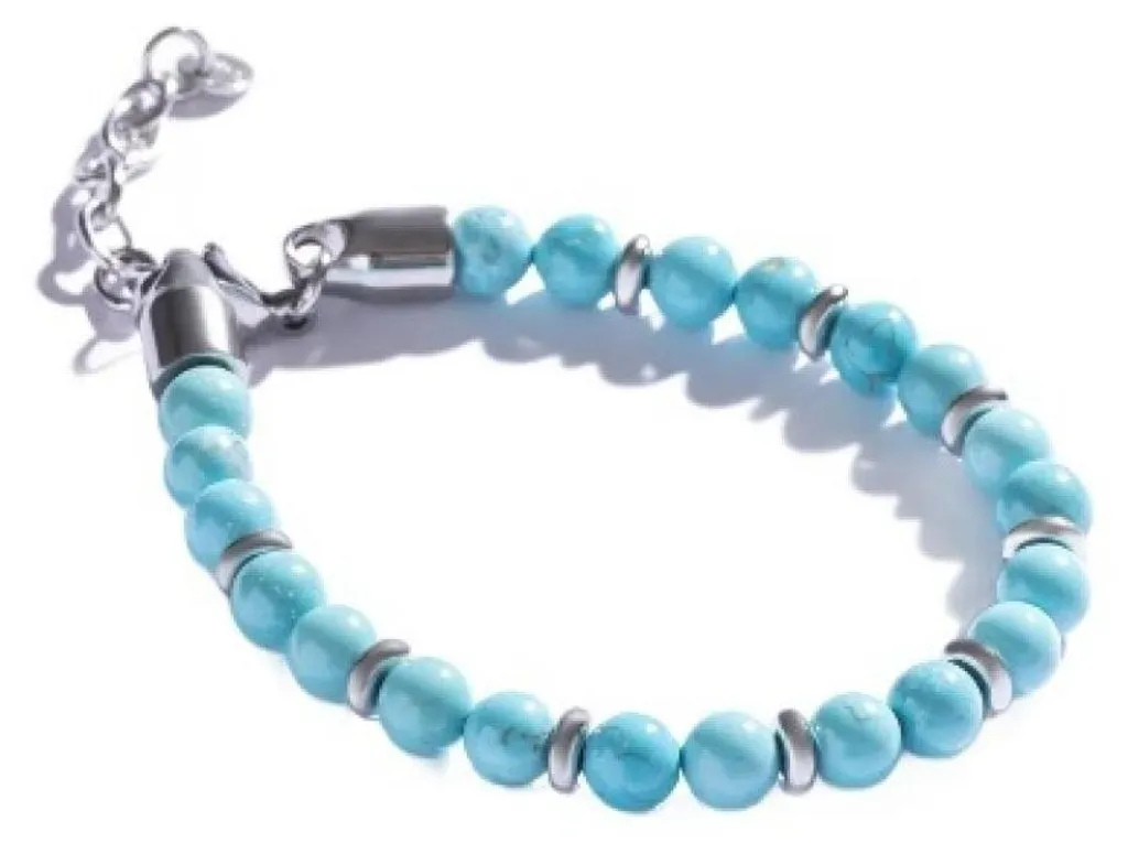 Bracelet homme en pierres naturelles turquoise - Bijou perles bleues