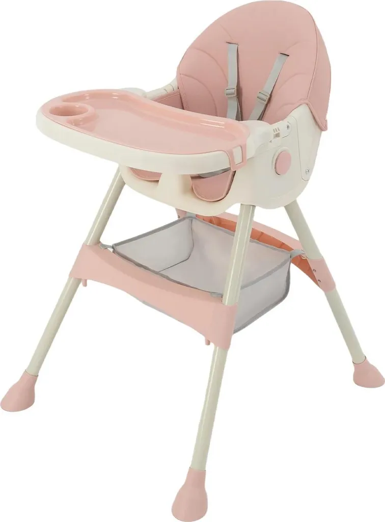 Chaise haute enfant rose sans rembourrage facile à nettoyer 1-2 ans