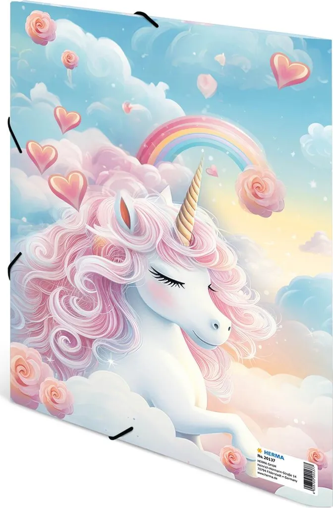 Classeur A4 en carton Happy Unicorns lot de 3 pour rangement scolaire
