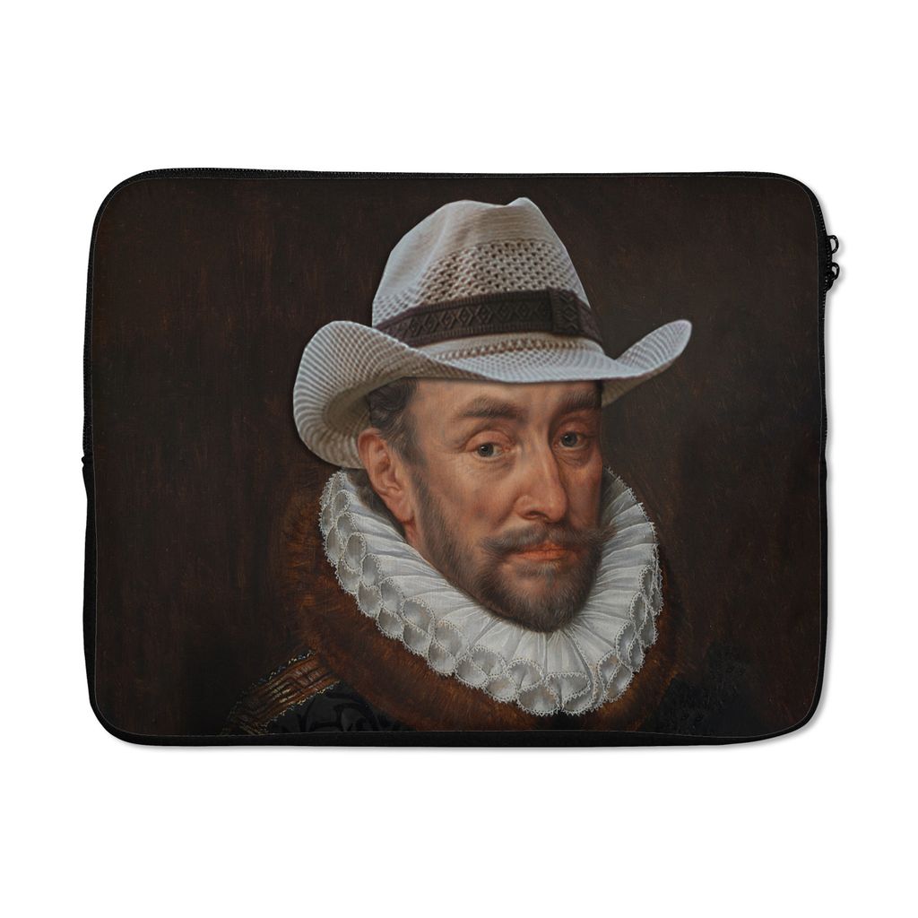 MuchoWow Laptop Hülle 17 Zoll Laptoptasche Wilhelm von Oranien - Adriaen Thomasz - Cowboy - Zipper - Schutzabdeckung