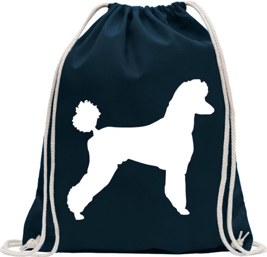 Kiwistar - Turnbeutel - dunkelblau - Pudel Caniche Hunderasse - Fun Rucksack Sport Beutel Gymsack Baumwolle mit Ziehgurt