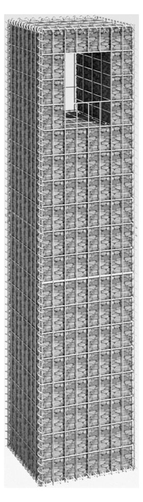 Gabionenkorb Turm 40 x 40 x 180 cm aus Eisen, Möbel, Tor für den Außenbereich, Gartentor, Zauntür für Gehege