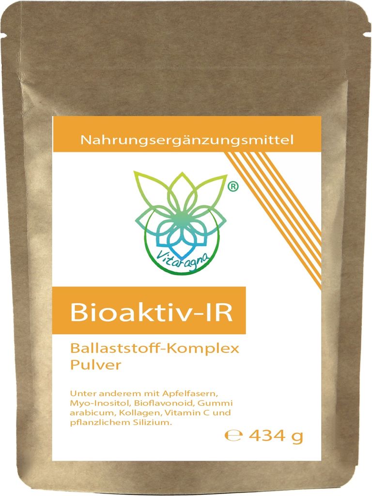 VITARAGNA Bioaktiv-IR Ballaststoff-Komplex Pulver mit Apfelfasern, Myo-Inositol, Bioflavonoid, Akazien (Gummi arabicum), Kollagen, Silizium - fü...
