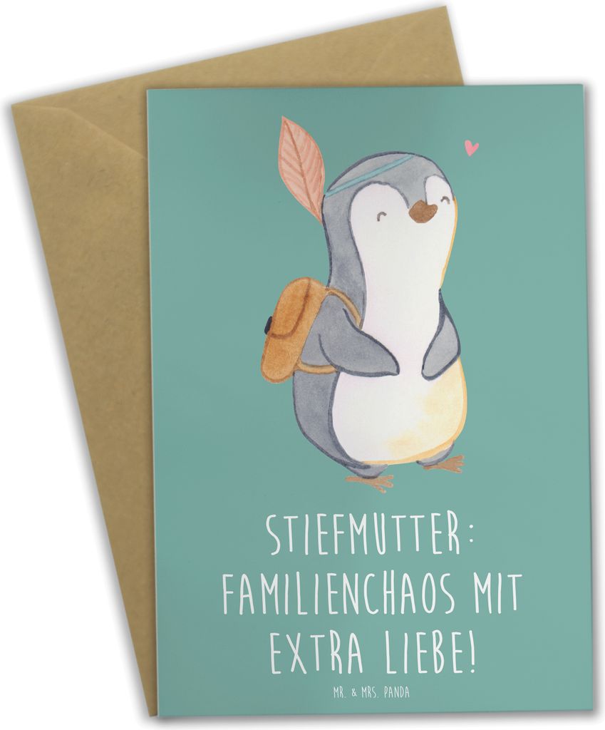 Mr. & Mrs. Panda Grußkarte Stiefmutter Liebe - Meeresbrise Produktbild 